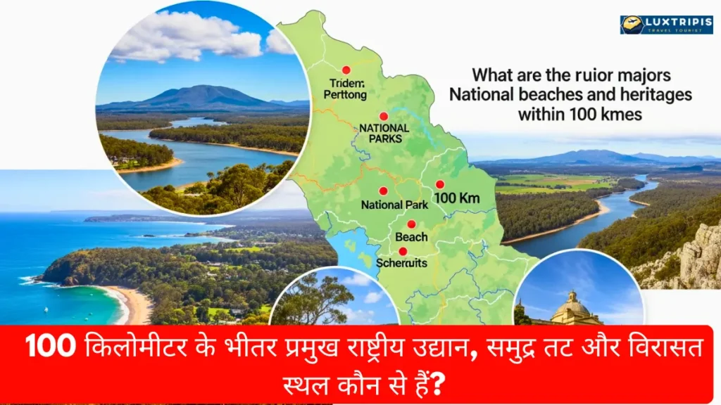 100 किलोमीटर के भीतर प्रमुख राष्ट्रीय उद्यान, समुद्र तट और विरासत स्थल कौन से हैं?